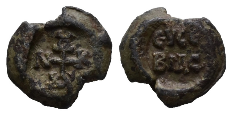 PB Byzantine seal of John, kandidatos, pious (AD 6th century)
Obv: Cruciform mon...