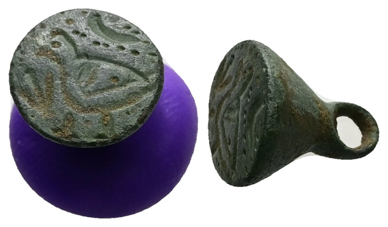 AE Byzantine stamp seal (AD 11th–13th centuries)
Bronze stamp seal, engraved wit...