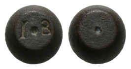 AE Late Roman bronze weight. 12 Grammata (AD 3rd – 5th centuries)
Truncated sphere shaped; incised denominational mark: Ι Β. It corresponds 12 Grammat...