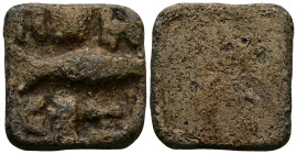 PB Mysia, Cyzicus. Tristateron weight (1st century BC–2nd century AD) 
Square in form, rounded corners. On the face, tunny, r.; above and below, illeg...