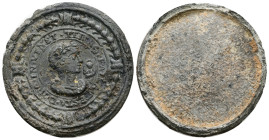 PB Venice. Theriac box seal (c. 17th century)
Produced by the Alla testa d’oro pharmacopia of Venice.
Obv: TERIACA F ALLA TESTA DORO IN VENET. 
Laurea...