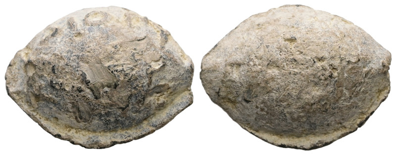 PB Greek sling bullet (c. 4th–1st centuries BC)
Lead sling bullet with an illegi...