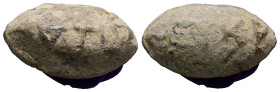 PB Greek sling bullet (c. 4th–1st centuries BC)
Lead sling bullet with the names of Auxibis ([Α]ΥΞΙΒ(ΙΣ): Αὐξίβις) and, Theukritos (ΘΕΥΚΡ(ΙΤΟΣ): Θεύκρ...