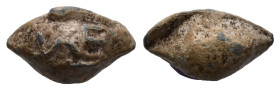 PB Hellenistic sling bullet (c. 4th century BC)
Sling bullet with an inscription ΑΛΕ on one side; the other is blank. These letters are most likely an...