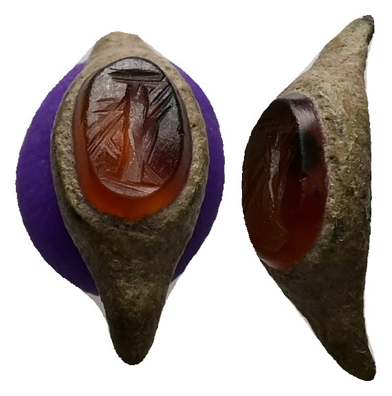 Greco-Roman intaglio gem in a bronze ring (AD 2nd–3rd centuries)
A bronze ring w...