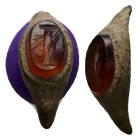 Greco-Roman intaglio gem in a bronze ring (AD 2nd–3rd centuries)
A bronze ring with intaglio carnelian depicting Minerva, helmeted, with spear and shi...