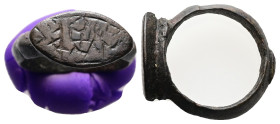 AE Greco-Roman amuletic finger-ring (c. AD 3rd century)
Bronze finger-ring; pointed oval bezel; indistinct Greek inscription.
Weight: 4.99 g.
Diameter...