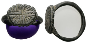 AE Early Byzantine signet-ring (AD 6th–9th centuries)
Signet-ring; bronze; engraved; oval bezel depicting a cross and, branches in the quarters.
Weigh...