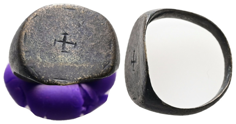 AE Byzantine finger-ring (AD 11th century)
Bronze finger-ring; engraved with cro...