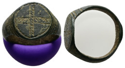 AE Early Byzantine signet-ring (AD 6th–9th centuries)
Signet-ring; bronze; engraved; high circular bezel depicting a cross.
Weight: 5.23 g.
Diameter: ...