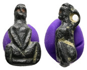 AE Greco-Roman amuletic pendant (AD 1st–3rd centuries)
A bronze amuletic pendant of a seated female, loop to the rear of the neck.
A pendant amulet in...