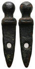 AE Roman bronze gladius/sword pendant (military amulet) (AD 2nd–3rd centuries)
A miniature Roman bronze pendant/amulet shaped as sword.
Weight: 5.03 g...