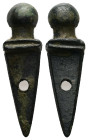 AE Roman bronze gladius/sword pendant (military amulet) (AD 2nd–3rd centuries)
A miniature Roman bronze pendant/amulet shaped as sword.
Weight: 6.83 g...