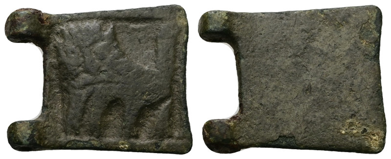 AE Medieval belt-buckle with lion (AD 12th–13th centuries)
Bronze buckle plate w...