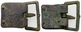 AE Medieval belt-buckle (AD 12th–13th centuries)
Bronze buckle plate.
Weight: 12.14 g.
Diameter: 45.06 mm.