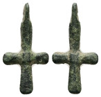 Pendant Cross. Early Byzantine, 6thC-7thC.
Pendant cross; bronze; with a hanging loop at the top; a small cross.
Ref: BMC 1902,0529.26.
Weight: 1.82 g...
