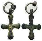 Pendant Cross. Early Byzantine, 6thC-7thC.
Pendant cross; bronze; with a hanging loop at the top; a small cross.
Ref: BMC 1902,0529.26.
Weight: 2.40 g...