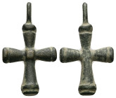 Pendant Cross. Early Byzantine, 6thC-7thC.
Pendant cross; bronze; with a hanging loop at the top; a small cross.
Ref: BMC 1902,0529.26.
Weight: 5.62 g...