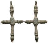 Pendant Cross. Early Byzantine, 6thC-7thC.
Pendant cross; bronze; with a hanging loop at the top; a small cross.
Weight: 6.47 g. 
Diameter: 49.34 mm.