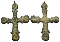 Pendant Cross. Middle Byzantine, 10thC-11thC.
Cross necklace; bronze; arms rounded at the ends, each with a pair of lateral protrusions.
Ref: Dalton 1...