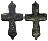 Reliquary Cross. Middle Byzantine, 10thC-11thC.
Reliquary cross; Bronze; hinged at one end with pierced projections for pinning at the other; 'Ι(ῆσοῦ)...