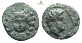 CILICIA, Mallos. 4th century BC. Æ . Wreathed head of Pyramos right / Gorgoneion. SNG France 406-408; SNG Levante 172 (this coin) 0,99g 7,3 mm