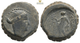 Seleukid Kings of Syria, Antiochos III Megas (ca 223-187 BC) AE Sardes
Obv: Laureate head of Apollo right.
Rev: BAΣIΛEΩΣ ANTIOXOY, Apollo standing lef...