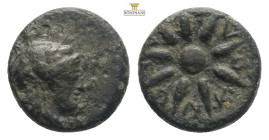 Mysia, Gambrion AE 4th century BC.
Obv: Laureate head of Apollo right
Rev: Twelve pointed star.
Ref: SNG France 908-21; SNG Copenhagen 146-7. 1,42g 10...