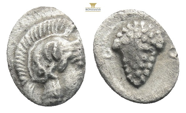 Cilicia, Soloi AR Obol ca 350-330 BC
Obv: Head of Athena to right, wearing crest...