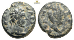 Caracalla (198-217). Mesopotamia, Carrhae. ÆLaureate head r. R/ Turreted and veiled bust of Tyche 3,94g 16,5 mm