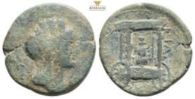 PHOENICIA. Sidon. Pseudo-autonomous. Time of Trajan (98-117). Ae.
Obv: Draped and veiled bust of Tyche right, wearing mural crown; aphlaston behind, s...