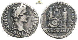 AUGUSTUS.(27 BC-14).Lugdunum.Denarius.

Obv : CAESAR AVGVSTVS DIVI F PATER PATRIAE.
Laureate head right.

Rev : C L CAESARES AVGVSTI F COS DESIG PRINC...