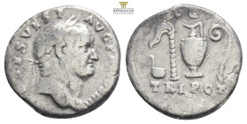 Roman Imperial
Vespasian AD 69-79. Rome
Denarius AR
IMP CAES VESP AVG P M COS IIII, laureate head right / AVGVR TRI POT, priestly implements: simpulum...