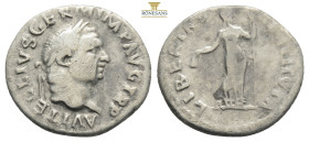 Vitellius, 69. Denarius Rome. A VITELLIVS GERM IMP AVG TR P Laureate head of Vitellius to right. Rev. LIBERTAS RESTITVTA Libertas standing facing, her...