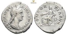 Sabina AR Denarius, Concordia reverse
Sabina (117-136 AD). AR Denarius Roma 128-136 AD.
Obv. SABINA AVGVSTA HADRIANI AVG P P, draped bust right.
Rev. ...