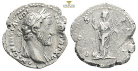 Antoninus Pius AR Denarius. Rome, AD 152-153. ANTONINVS AVG PIVS P P TR P XVI, laureate head right of Antoninus Pius / COS IIII, Fortuna standing righ...