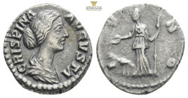 Crispina AR Denarius. Rome, AD 178-182. CRISPINA AVGVSTA, draped bust right / IVNO, Juno standing left, holding patera and sceptre, peacock at her fee...