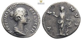 FAUSTINA II (d. 176 AD). Denarius. Rome. 147 - 150 AD (under Antoninus Pius).
Obverse: FAVSTINAE AVG - PII AVG FIL. Draped bust on the right.
Rs: V - ...