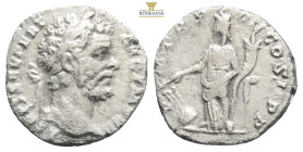 SEPTIMIUS SEVERUS (193-211). Denarius
Obv: L SEPT SEV PERT AVG IMP VIIII.
Laureate head right.
Rev: P M TR P V COS II P P.
Fortuna standing left with ...