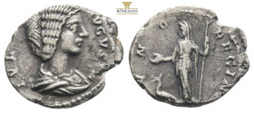 ulia Domna, AR denarius....Laodicea ad Mare, RIC-640; BMC-601, struck 196-202 AD, draped bust right, IVLIA AVGVSTA // Juno standing front and looking ...