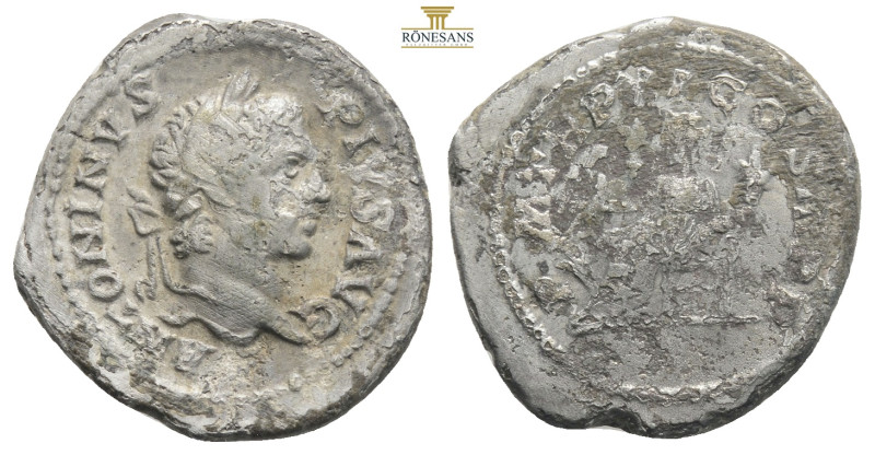 Caracalla (198-217)
Denário, PONTIF TR P XIIII COS III, MBC+, RCV 6872, RSC 494 ...