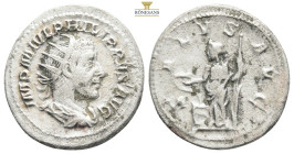Roman Imperial
Philip I. A.D. 244-249. AR antoninianus Rome mint, Struck A.D. 244/5. IMP M IVL PHILLIPVS AVG, radiate, draped and cuirassed bust of Ph...