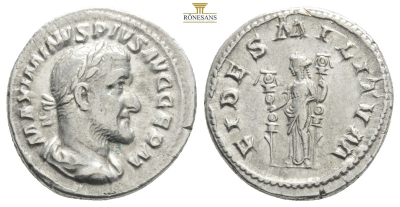 MAXIMINUS THRAX (235-238). Denarius. Rome.
Obv: MAXIMINVS PIVS AVG GERM.
Laureat...