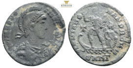 Constantius II, 337-361. Follis (Bronze,Constantinople, 348-351. D N CONSTANTIVS P F AVG 
Pearl-diademed, draped and cuirassed bust of Constantius to ...