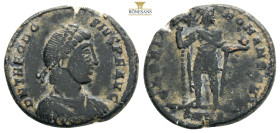 Theodosius I. Maiorina. 392-394 AD. Nicomedia. (Ric-IX 46). Anv.: D N THEODOSIVS P F AVG, diademed, draped and cuirassed bust to right. Rev.: GLORIA R...