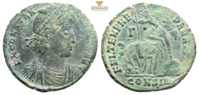 Constantius II, 337-361. Follis (Bronze,Constantinople, 348-351. D N CONSTANTIVS P F AVG Pearl-diademed, draped and cuirassed bust of Constantius to r...