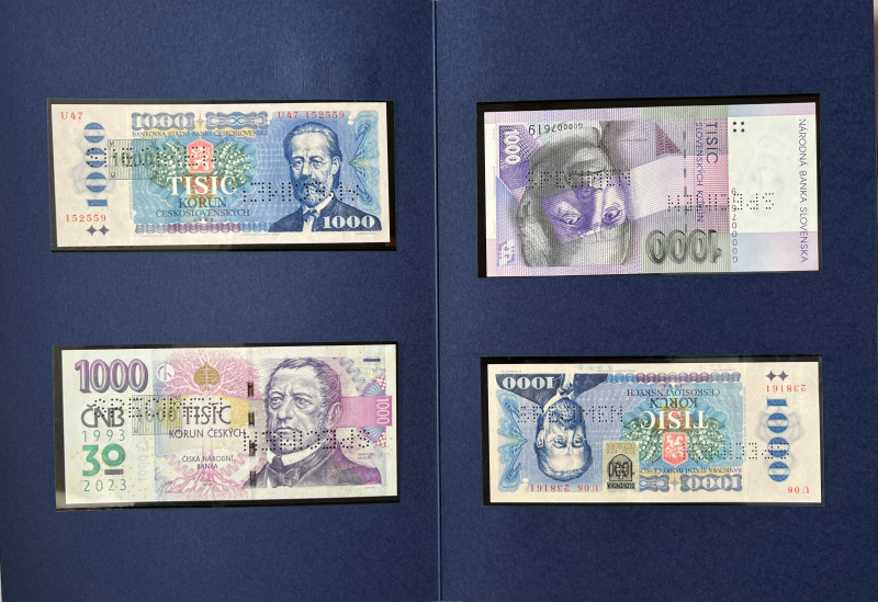 Gift set for 30 years of the CNB and NBS including banknotes 1000 Kčs/ CZK and 1...