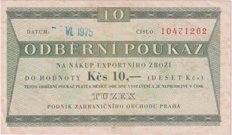 10 Koruna VI.1975, 8mi místný číslovač, s průsvitkou, skvrnky, KŠK 50 VII/a

X...