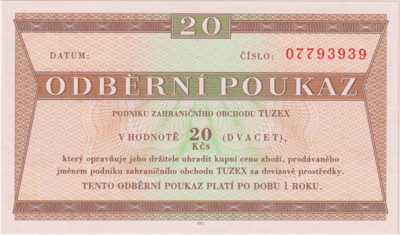 20 Koruna b.d.(1980), bez data vydání, 8mi místný číslovač, s průsvitkou, KŠK 59...