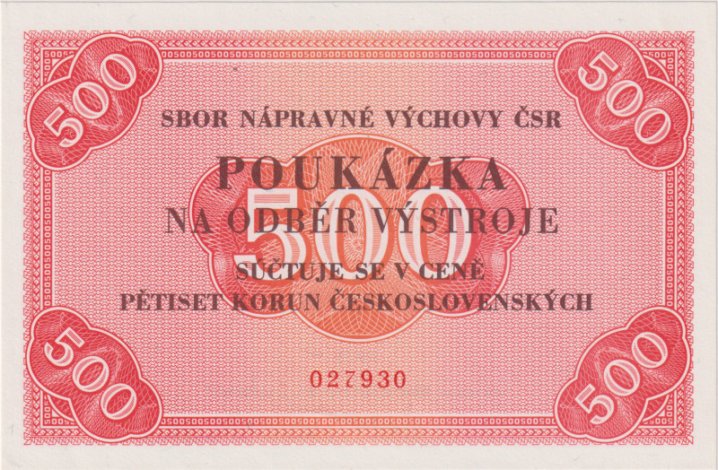 500 Koruna 1973, Poukázka na odběr výstroje, Sbor nápravné výchovy ČSR

UNC...